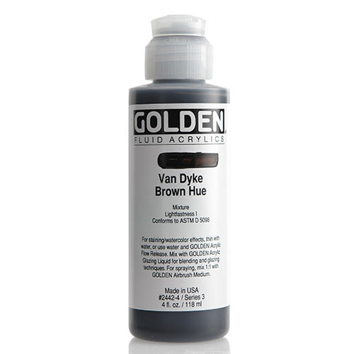 Golden, Fluid Acrylic, Paint, 4oz, Van Dyke Brown Hue